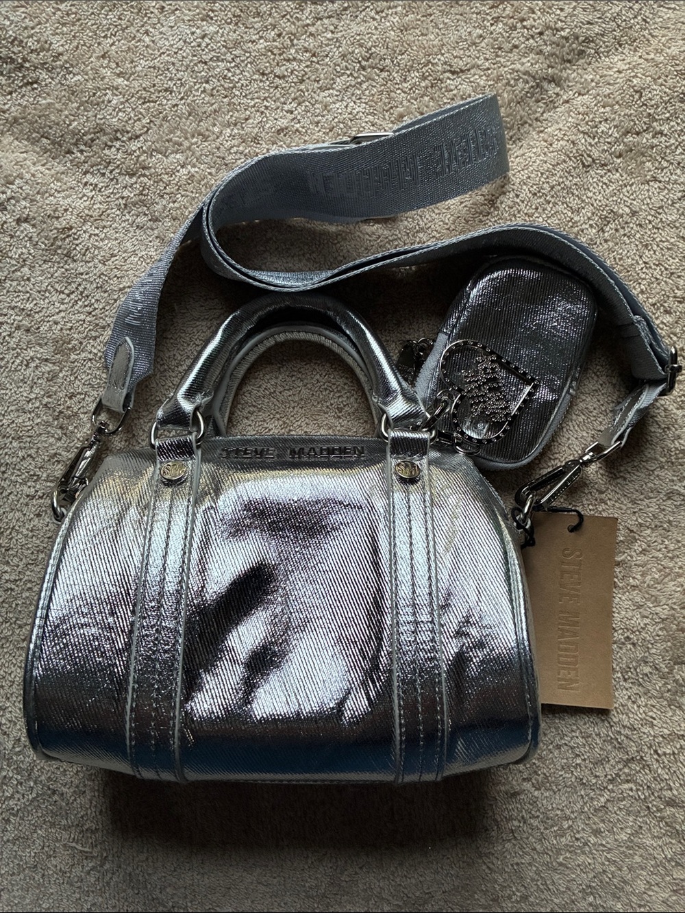 Steve Madden NWT BDenny Silver with Detachable Strap